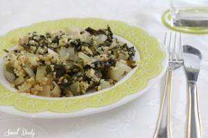 תבשיל עלי מנגולד עם בורגול