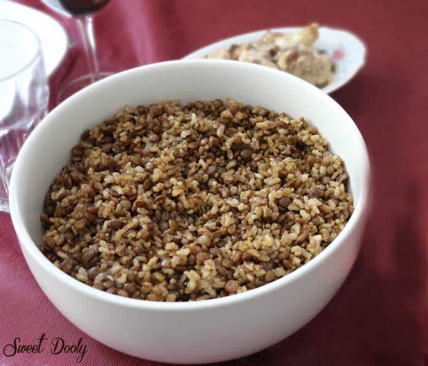 מג'דרה תבשיל אורז עם עדשים