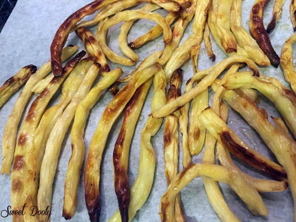 שעועית צהובה צלויה בתנור בטעם של צ'יפס