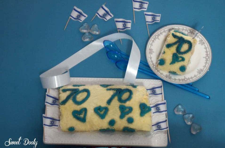 עוגת רולדה כחול לבן ליום העצמאות