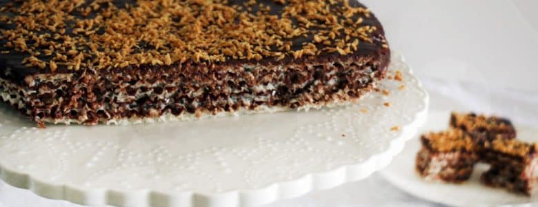 עוגת וופלים שוקולד וטחינה פרווה וטבעונית