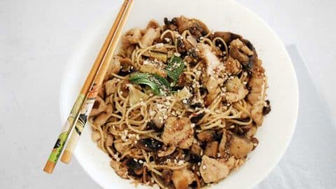 חזה עוף נודלס פטריות וחצילים אסייתי