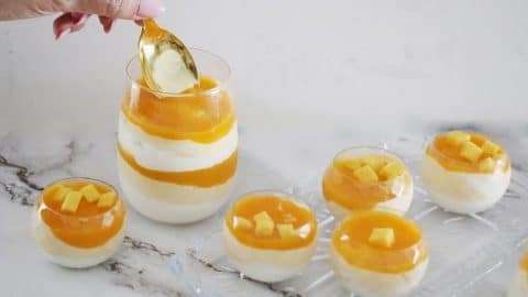 מוס גבינה ומנגו בשלושה צבעים