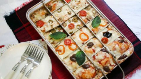 פיצה ללא התפחה בתבנית מחולקת