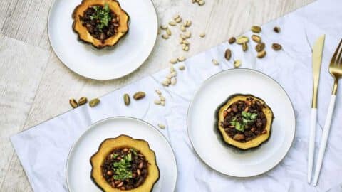 דלעת ערמונים במילוי בשר וצנוברים