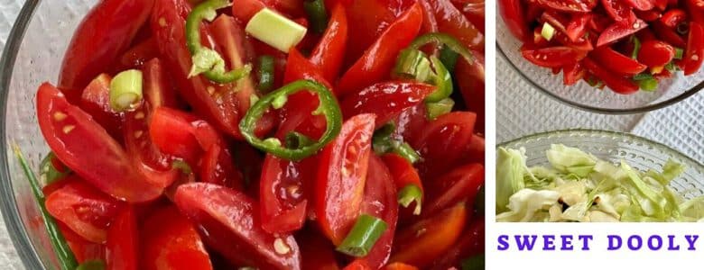 סלט עגבניות שרי ושום