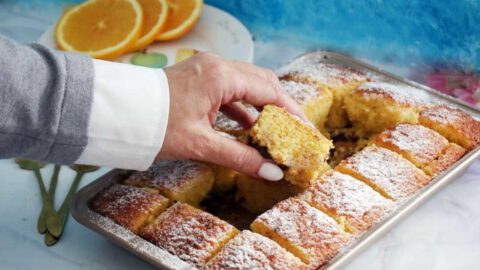 עוגת תפוזים בחושה בתבנית מחולקת