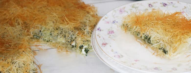 מאפה קדאיף עם מנגולד וגבינות