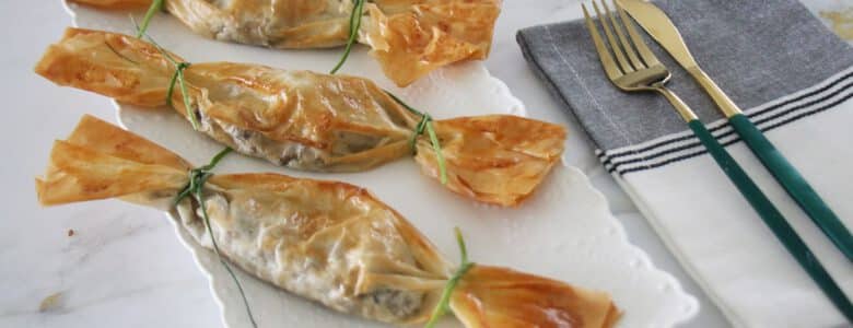 סוכריות פילו ממולאות בשר ופטריות