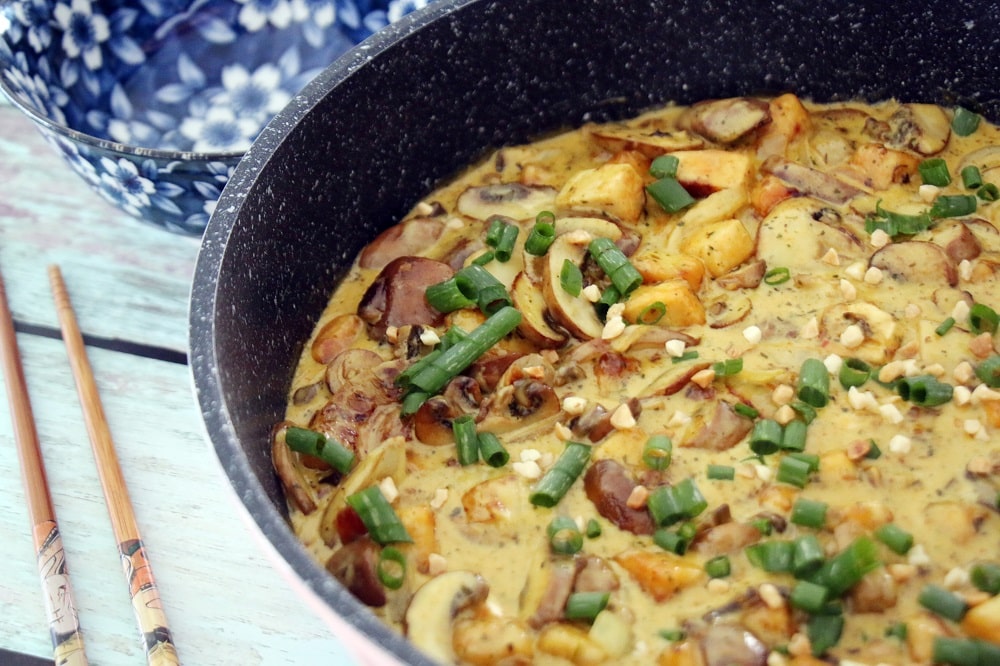 טופו עם קרם קוקוס ופטריות כמו במסעדות