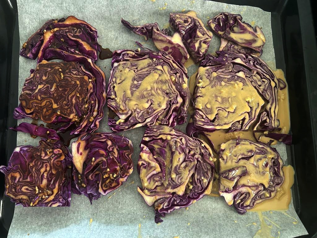 כרוב סגול אפוי בתנור בשני טעמים