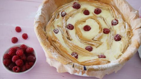 עלי פילו עם גבינה מתוקה ופטל