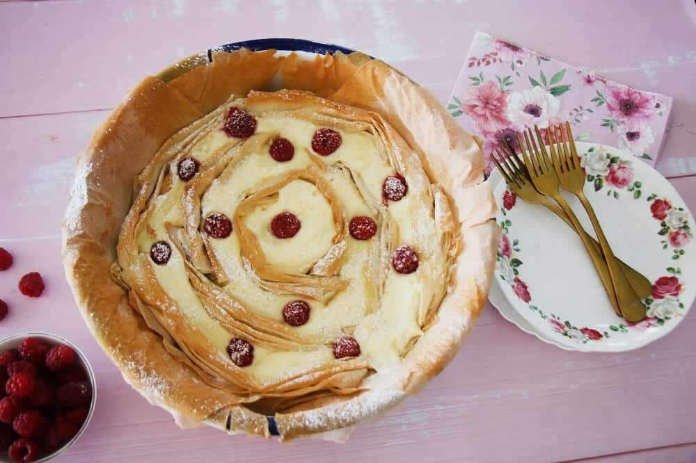 עלי פילו עם גבינה מתוקה ופטל