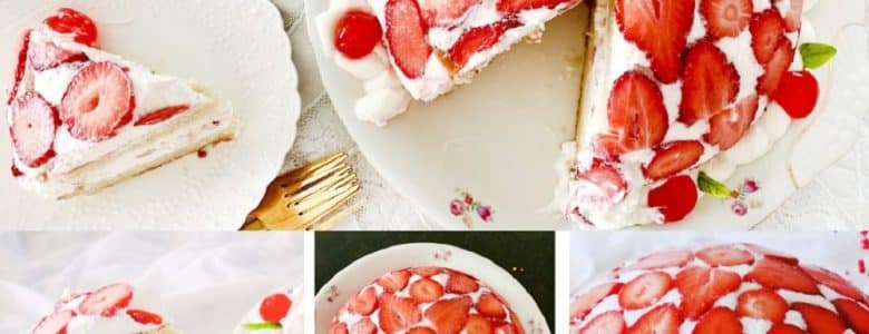 עוגת בומב תותים עם מוס גבינה