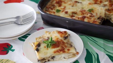 לזניה גבינה ופטריות צמחונית