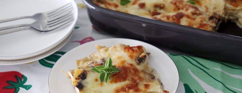 לזניה גבינה ופטריות צמחונית