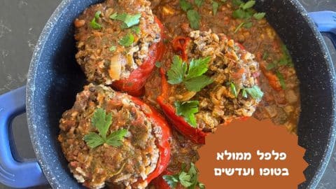 פלפל ממולא בטופו ועדשים