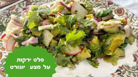 סלט ירקות על רוטב יוגורט