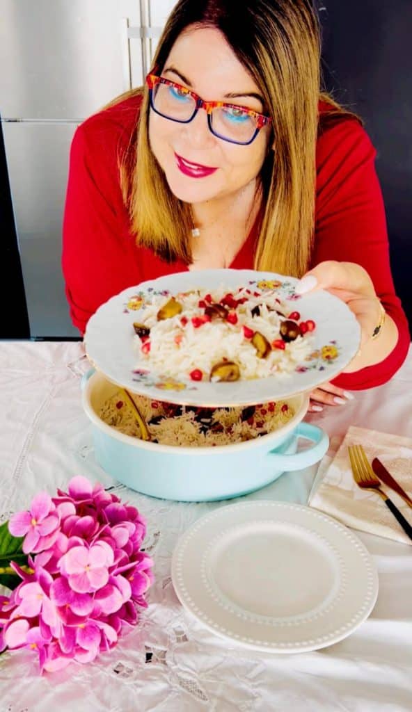 אורז עם ערמונים ורימונים בתנור