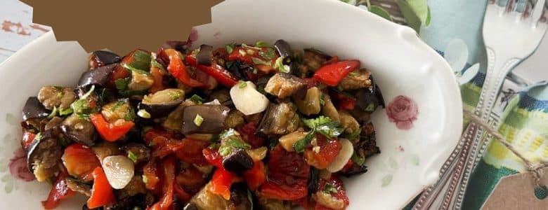 סלט חצילים וגמבה שמכינים בנינג'ה