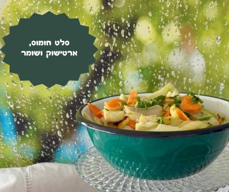 סלט חומוס ארטישוק ושומר