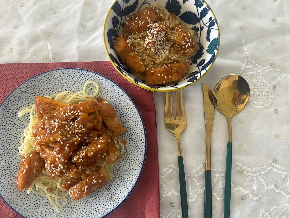 שניצל מטוגן ברוטב אסייתי